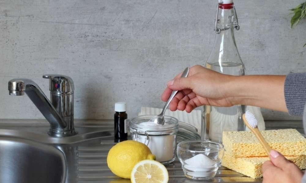 Scrub The Filter With a Toothbrush to clean kitchen faucet head