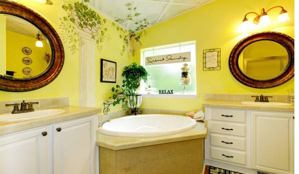 Yellow Tile Bathroom Vanity