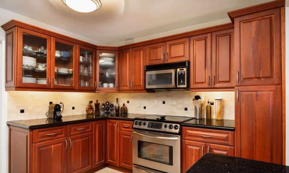 How to lighten Up A Kitchen With Cherry Cabinets