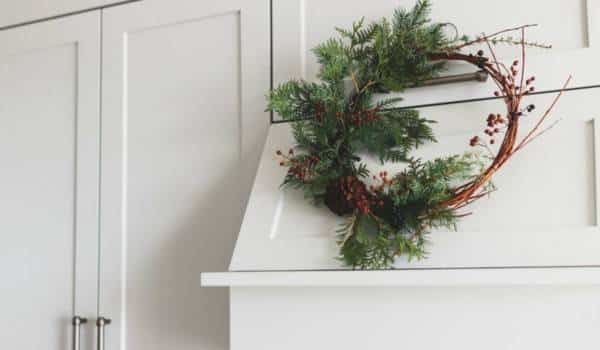 Duct Tape To Hang Wreaths on Kitchen Cabinets