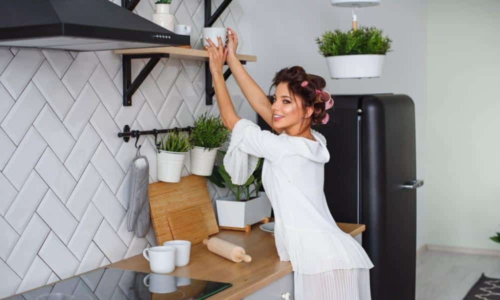 How To Decorate Floating Shelves In Kitchen