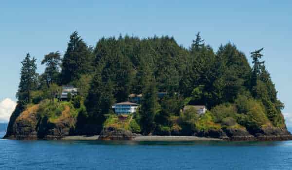 A map view of Anderson Island in Washington State, emphasizing its peaceful surroundings and ferry access.