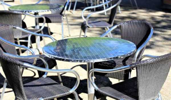 Cast aluminum outdoor furniture cleaned and shining under the sun, showcasing a durable and polished look.